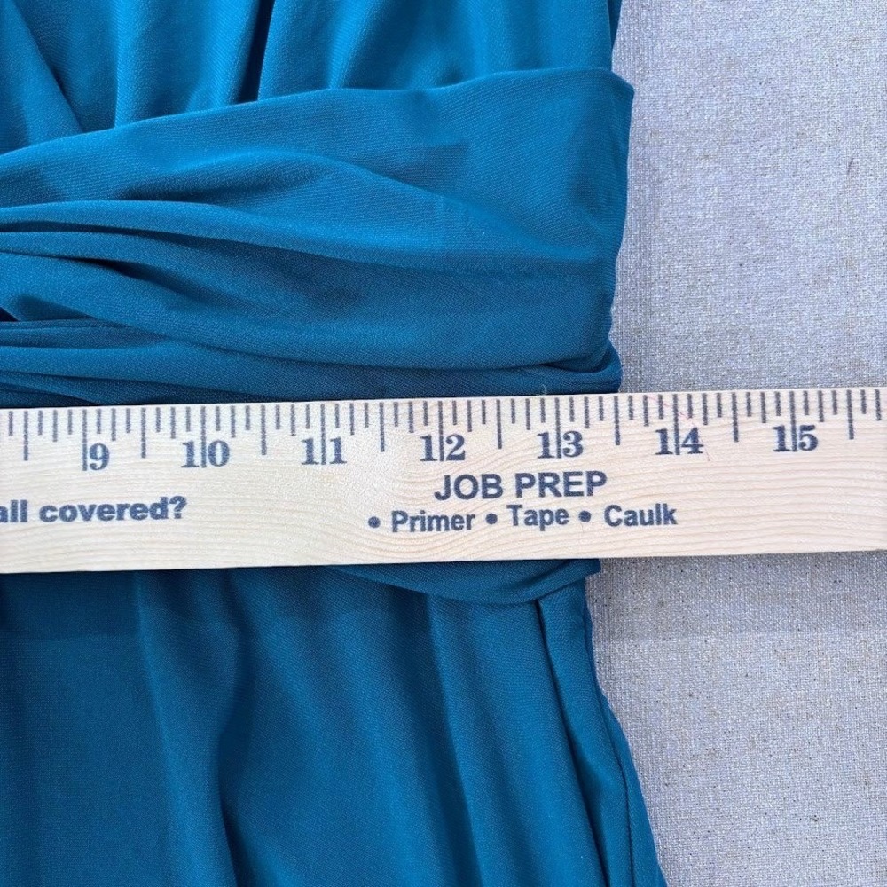 Evan-Picone Teal Blue Halter Wrap V-Neck Midi Dress Womens Size 10 Cocktail - Picture 9 of 11